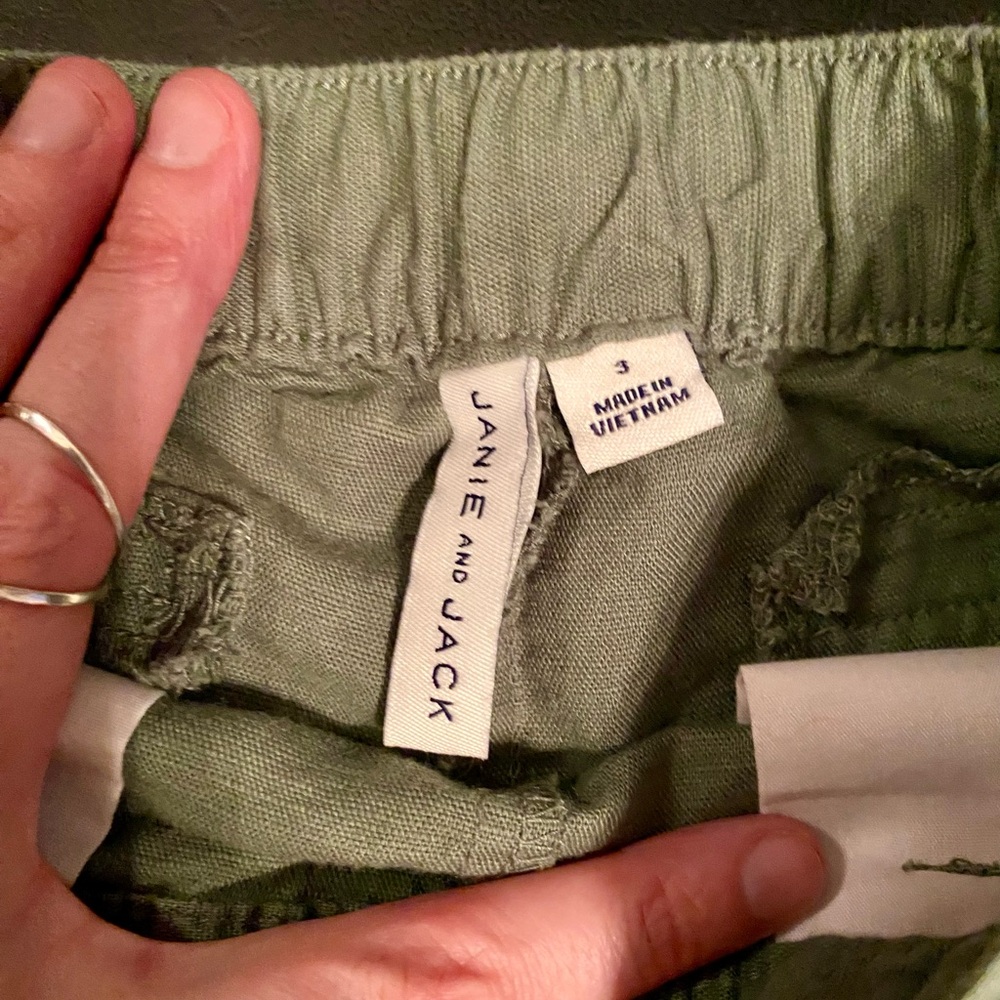 Janie and Jack Olive Green Shorts with Elastic Waistband and Faux Belt 3T - Picture 6 of 6